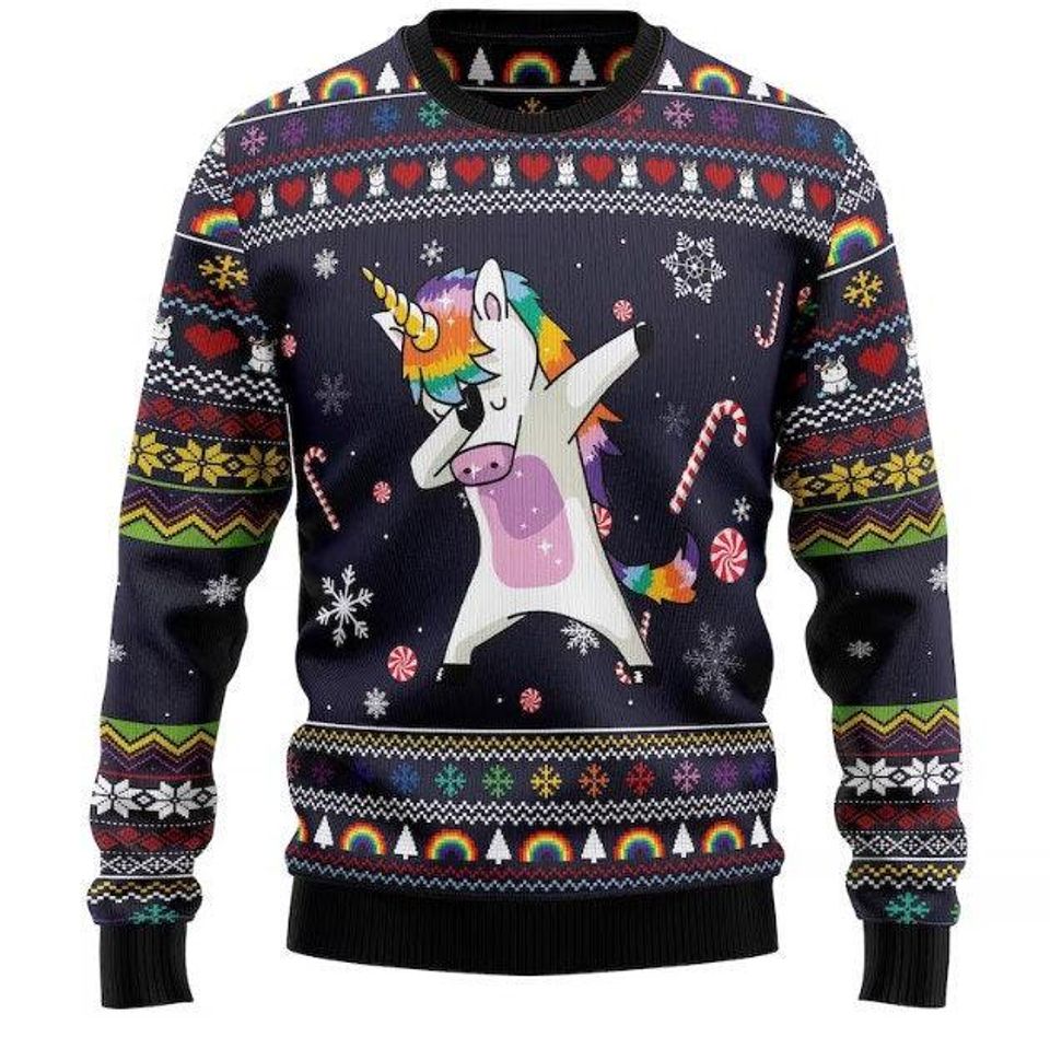 Unicorn Dab Ugly Christmas Sweater, Xmas Sweater, Christmas Gift Sweatshirt, Gift Man/ Women/Kid