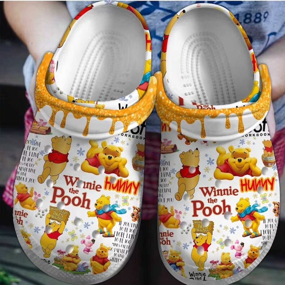 Winnie The Pooh Cartoon Shoes,Custom Pooh Summer Clogs