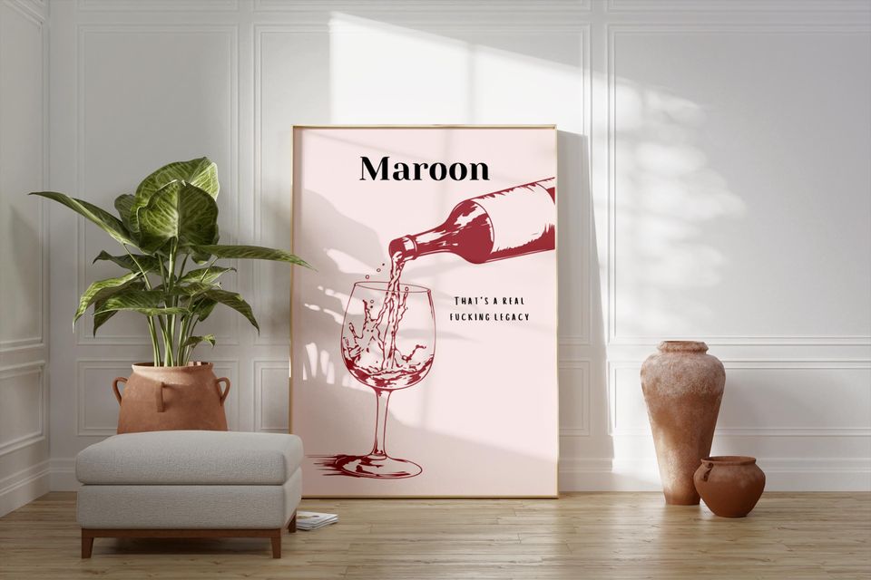 Maroon Poster | Printable Wall Art | Dorm Decor |  Aesthetic Home Decor