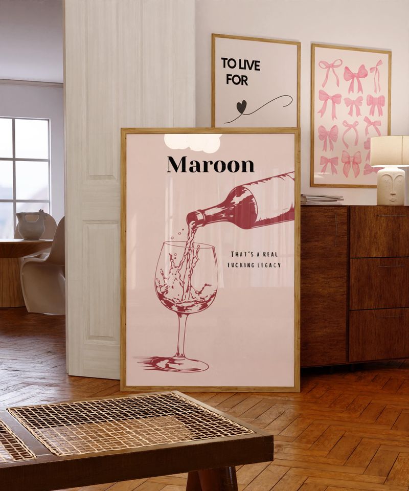 Maroon Poster | Printable Wall Art | Dorm Decor |  Aesthetic Home Decor