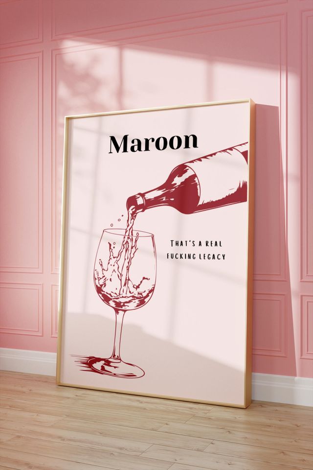 Maroon Poster | Printable Wall Art | Dorm Decor |  Aesthetic Home Decor