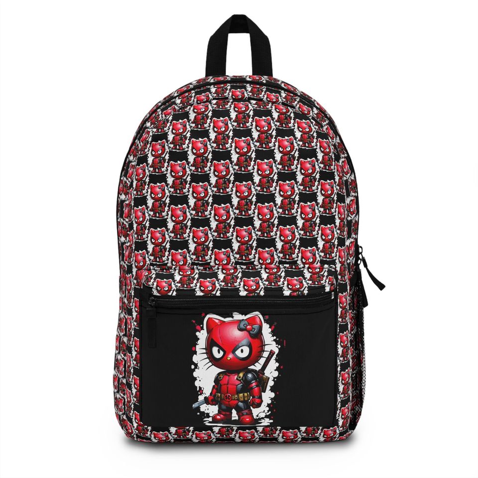 Hello Kitty Deadpool Backpack, Cartoon Backpack, Cute Backpack, Hello Kitty Gift School Bag for boys