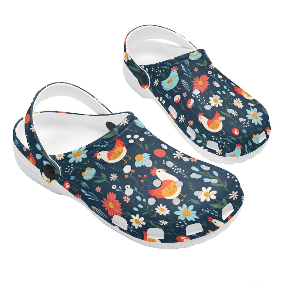 Cute Chicken Print Clogs