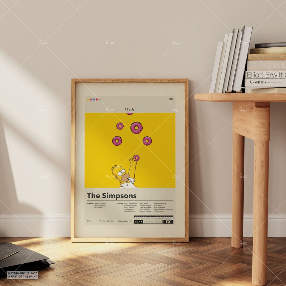 The Simpsons Poster, Minimalist Movie Poster, Wall Art Print
