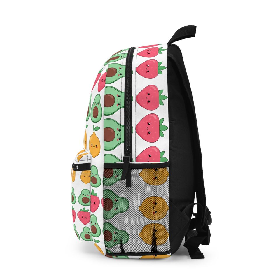 Avocado, Strawberry, and Lemon School Backpack, School Supplies, Personalize name