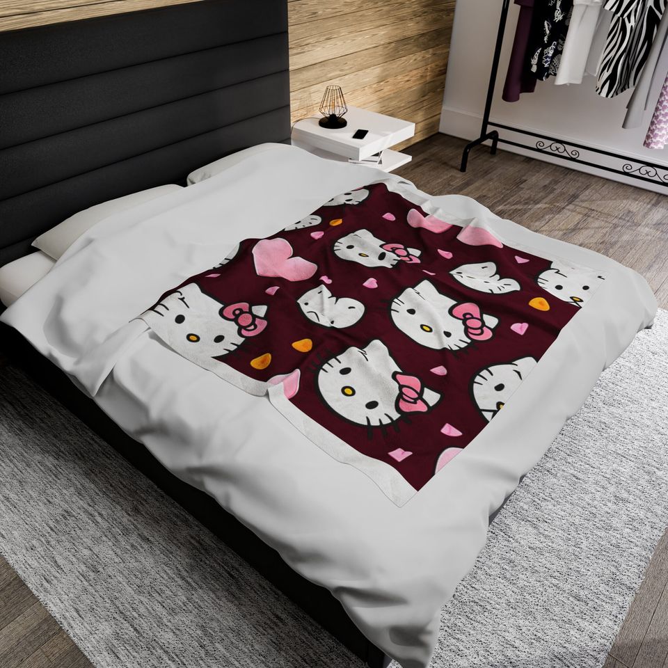 Cute Valentine Gift, Hello Kitty Fleece Blanket | Kids Gift