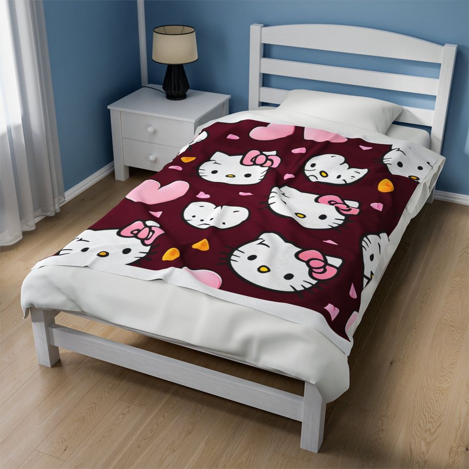 Cute Valentine Gift, Hello Kitty Fleece Blanket | Kids Gift