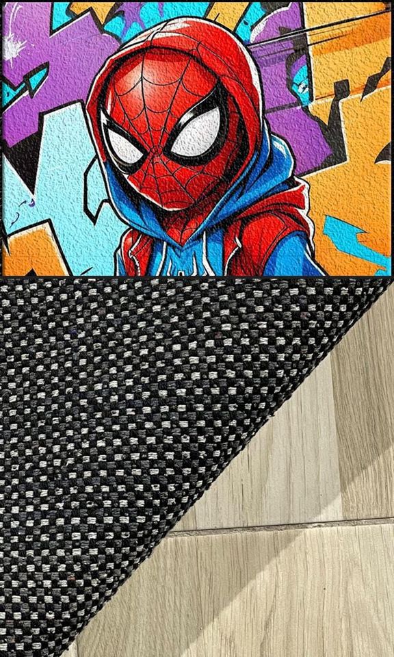 Spiderman Rug: 3D Print Kids Room Decor, Non-Slip Cotton Blend