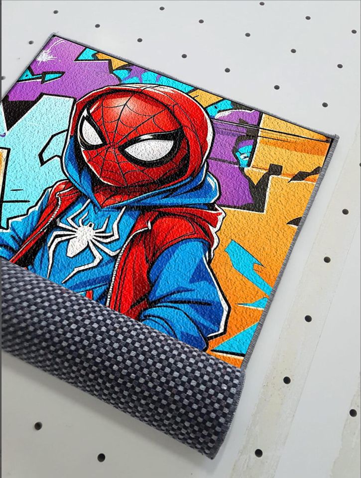 Spiderman Rug: 3D Print Kids Room Decor, Non-Slip Cotton Blend