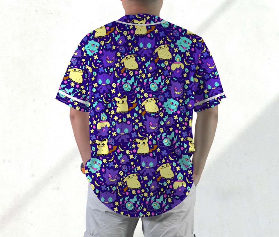 Gengar Mimikyu Baseball Jersey Shirt Japanese Anime Jersey Athletic Jersey Shirt Gifts