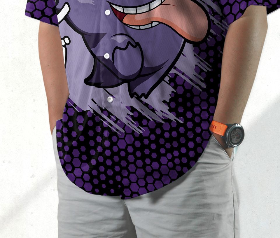 Cute Gengar Baseball Jersey Shirt Ghost Japanese Anime Jersey Gift