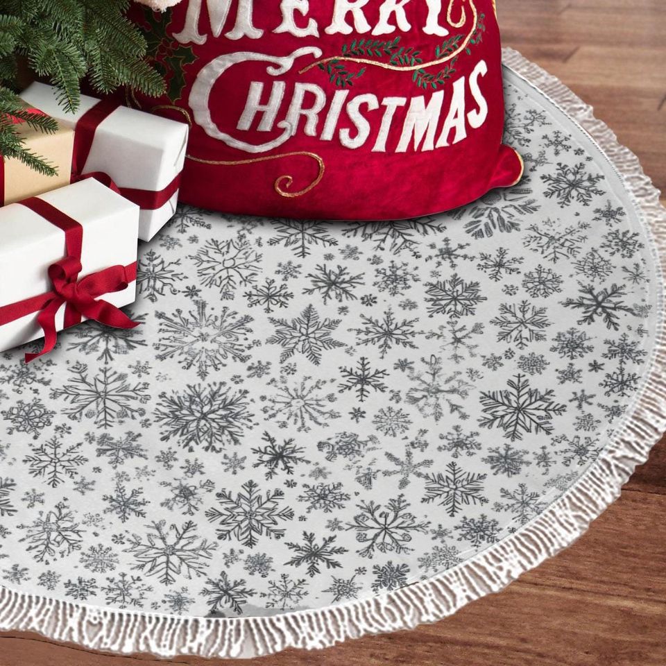 Snowflake Tassel Christmas Tree Skirt