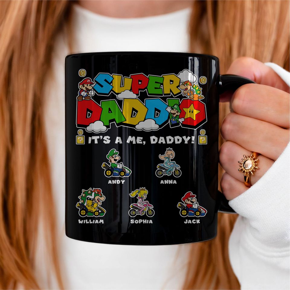 Personalized Super Daddio Mug, Custom Father's Day Gift Mug, Super Daddio Mug, Funny Dad Gamer Mug, Funny Gift for Dad