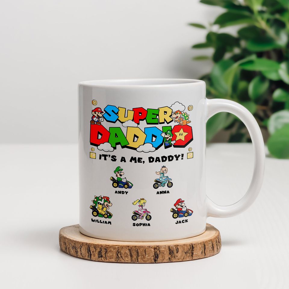 Personalized Super Daddio Mug, Custom Father's Day Gift Mug, Super Daddio Mug, Funny Dad Gamer Mug, Funny Gift for Dad