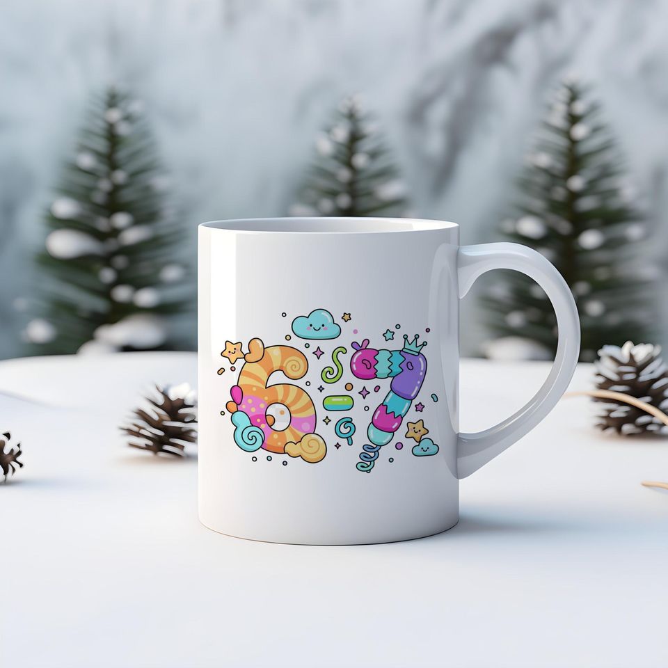 67 Meme Coffee Mug: TikTok Trend Design, Funny Gift