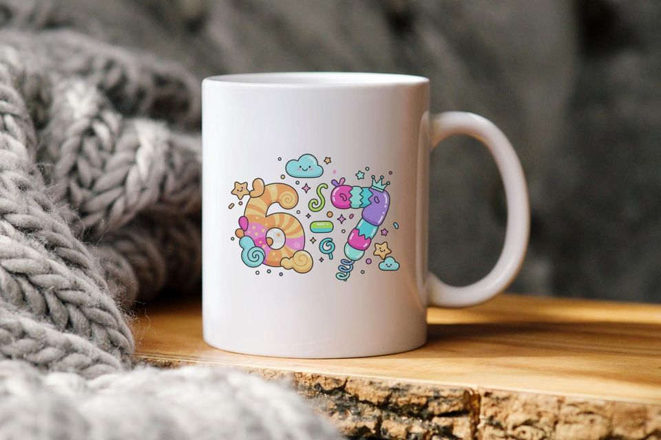 67 Meme Coffee Mug: TikTok Trend Design, Funny Gift
