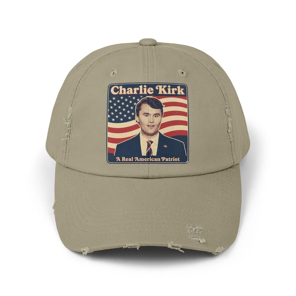Charlie Kirk Patriotic Distressed Hat - A Real American Patriot Cap, Pray for Charlie