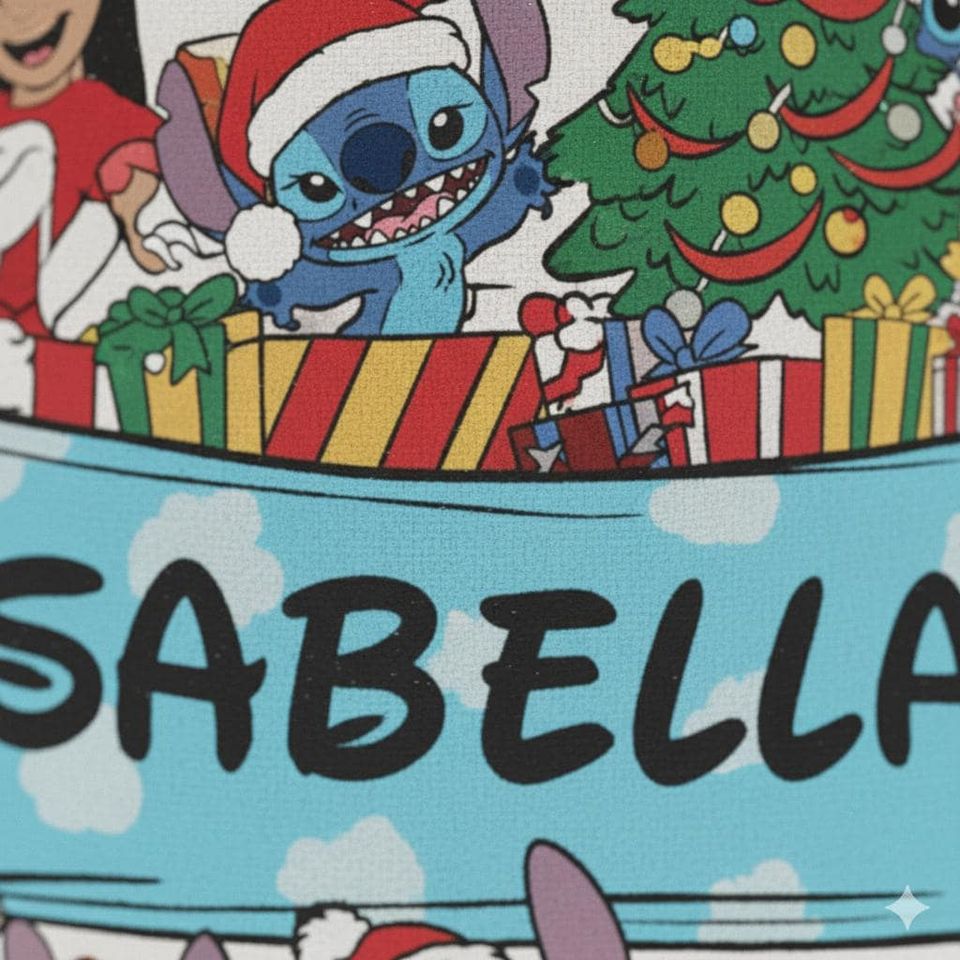Custom Stitch Christmas Santa Sack, Personalized Kids Gift Bag