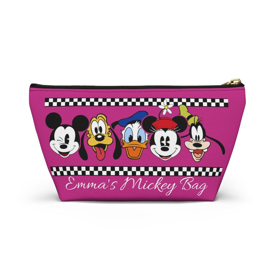 Custom Disney Mickey Mouse & Friends Makeup Bag, Personalized Minnie Cosmetic Case