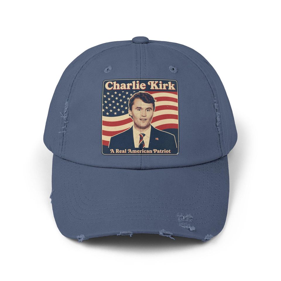 Charlie Kirk Patriotic Distressed Hat - A Real American Patriot Cap, Pray for Charlie