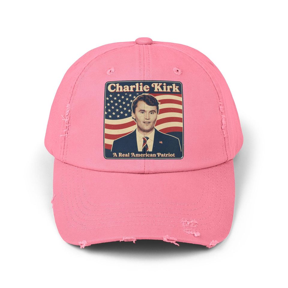 Charlie Kirk Patriotic Distressed Hat - A Real American Patriot Cap, Pray for Charlie