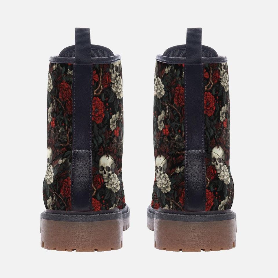 Goth Christmas Combat Boots Gothic Boots Skulls Leather Boots