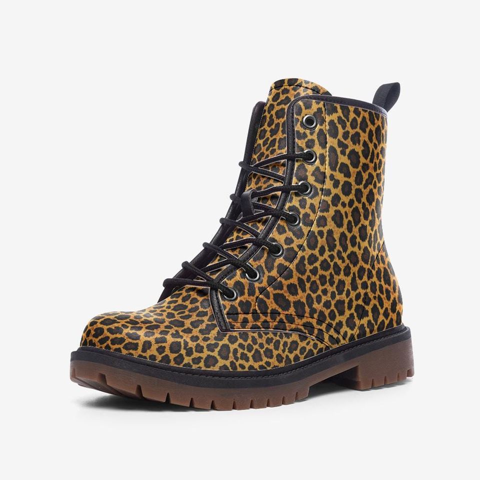 Leopard Print Leather Boots for Women