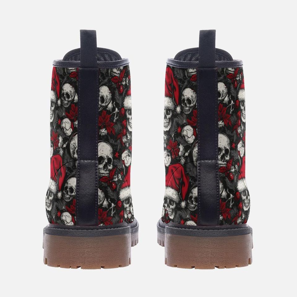 Goth Christmas Combat Boots with Skulls