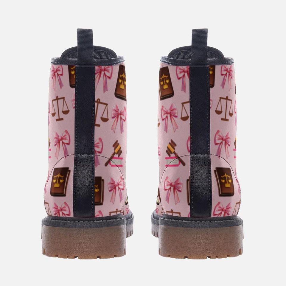Pink Coquette Leather Boots for Law Students and Advocates