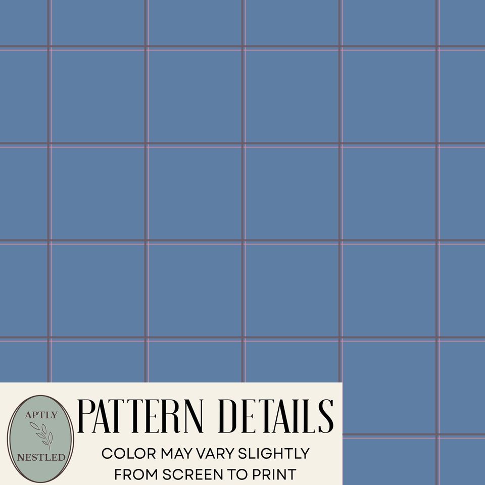 Slate Blue, Plum & Pink Windowpane Picnic Mat, Classic Preppy Park Beach Camping Throw, Gift