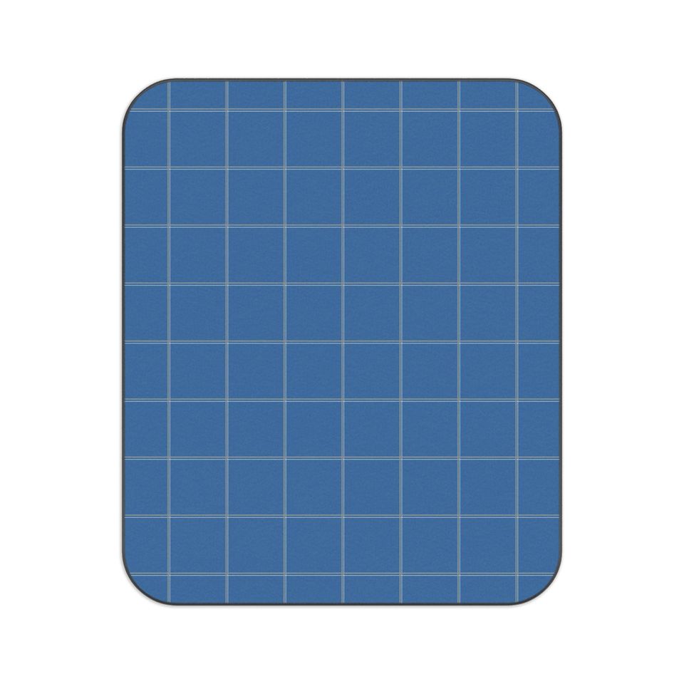 Blue & Gray Windowpane Picnic Mat, Classic Preppy Park Beach Camping Throw, Gift
