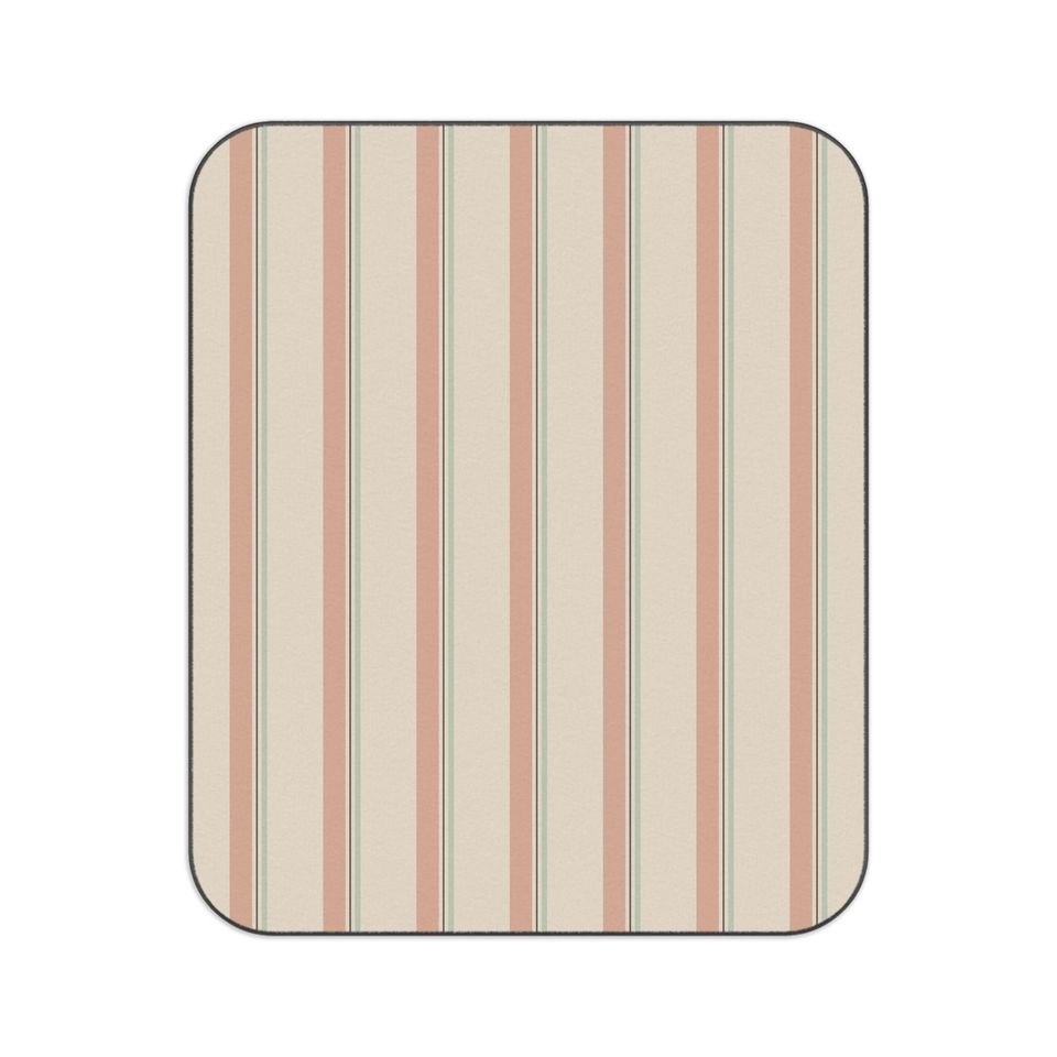 Cream, Apricot, Pistachio & Cocoa Striped Picnic Mat, Neutral Decor, Park Beach Camping, Gift