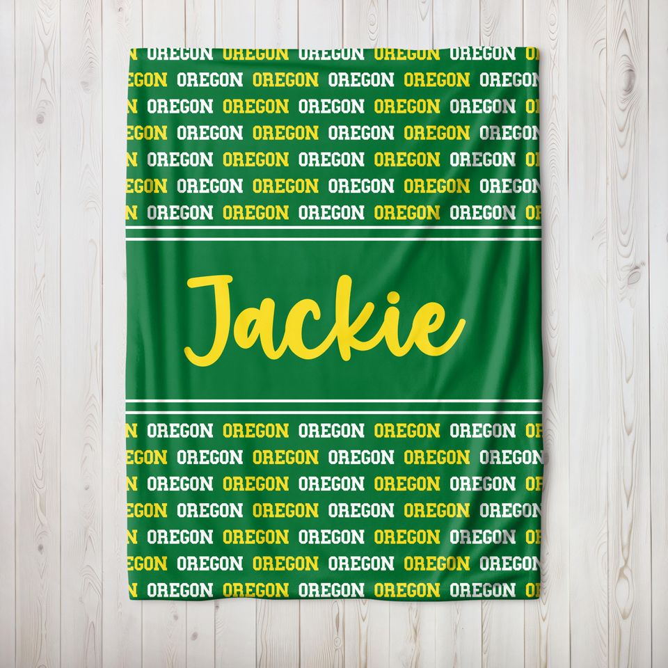 Custom Oregon Gift Blanket, Sports Fan , Oregon Man Cave Decor, College Dorm Blanket, Tailgate Blanket, Graduation Gift, Holiday Gift