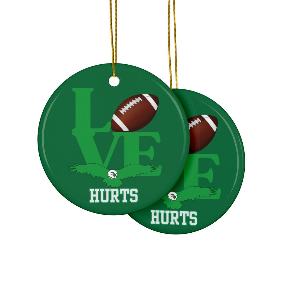 Eagles Football Ceramic Christmas Ornament: Love Hurts Tree Decor