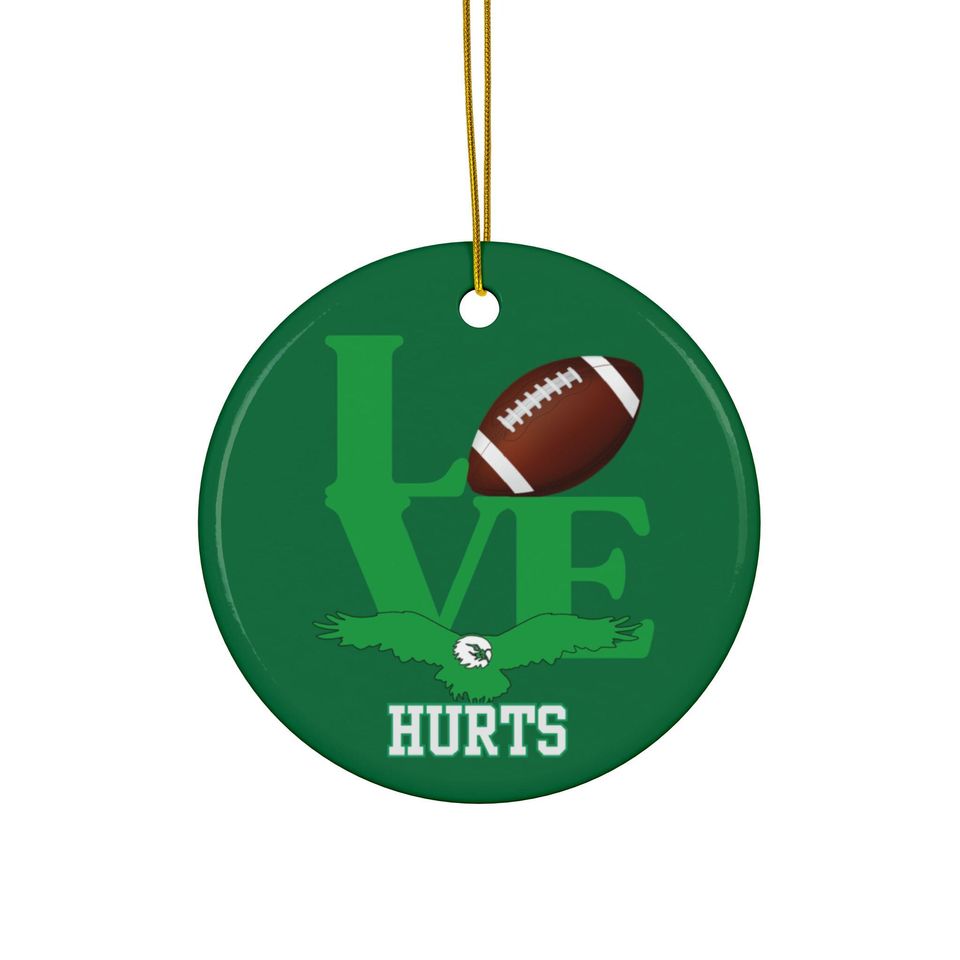 Eagles Football Ceramic Christmas Ornament: Love Hurts Tree Decor