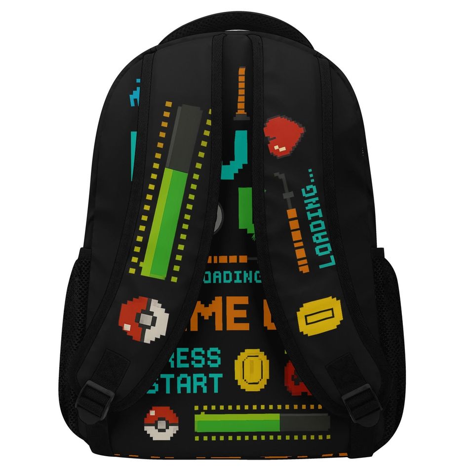 Level Up Gamer Backpack  Pixel Art School Bag  | Video Game Backpack for Kids