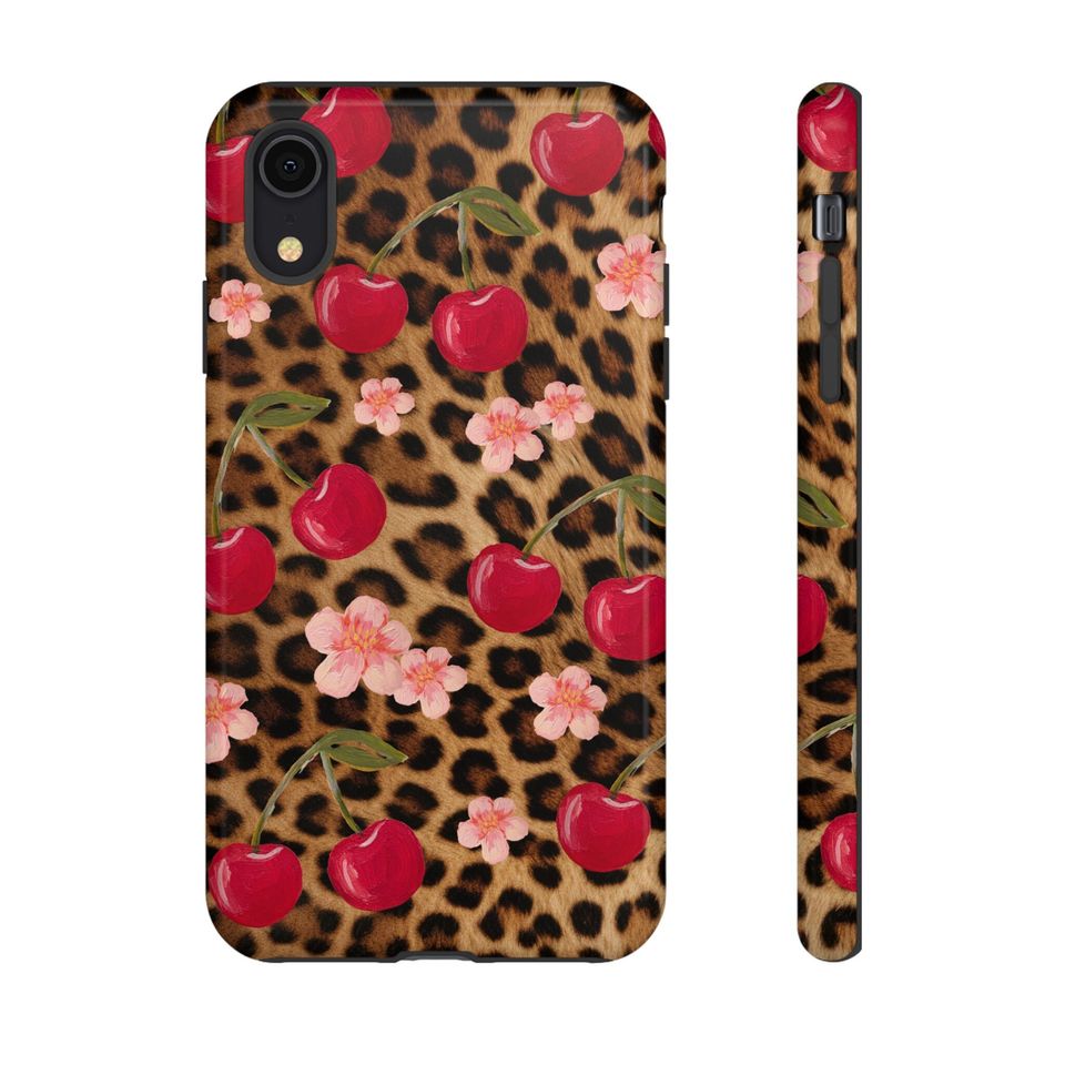Cherry and Leopard Print  Phone Case