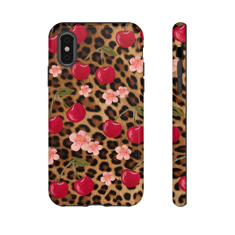 Cherry and Leopard Print  Phone Case