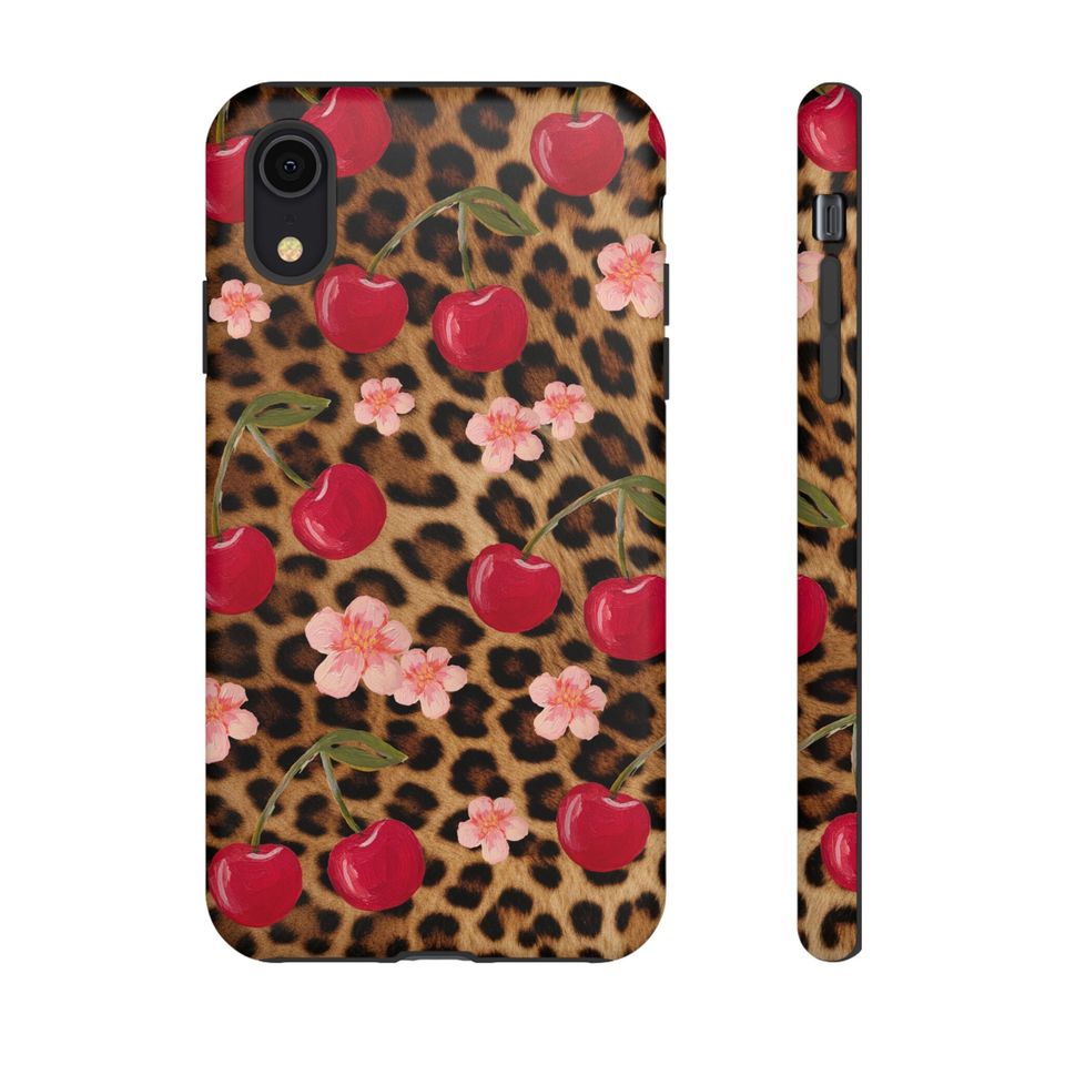 Cherry and Leopard Print  Phone Case
