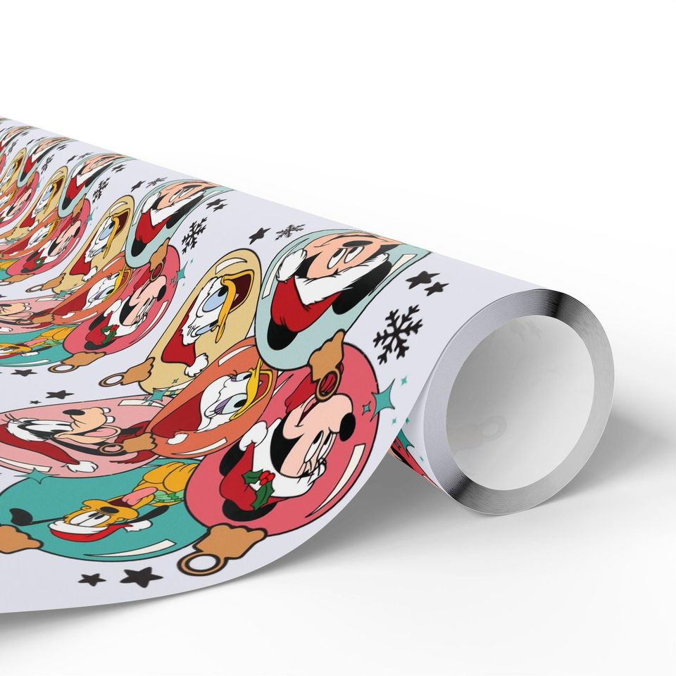 Festive Christmas Gift Wrap: Mickey Mouse Holiday Ornaments