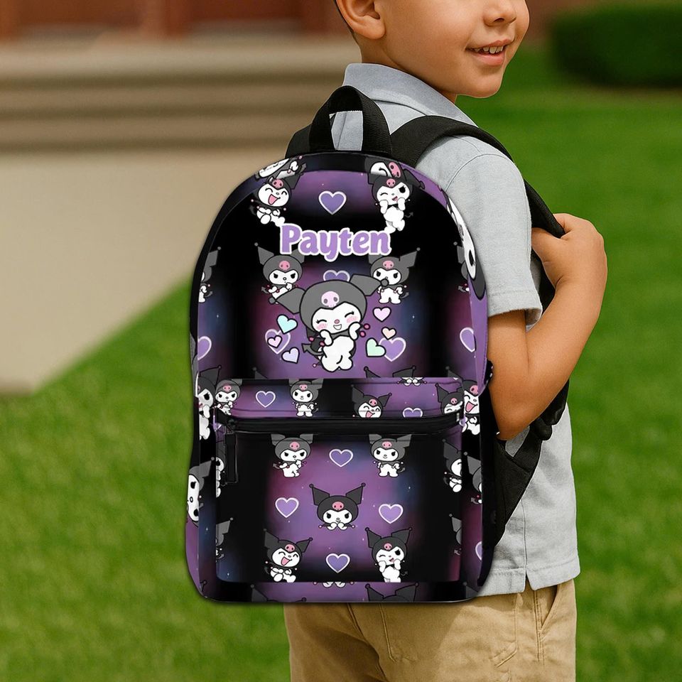 Custom Name Handmade Backpack, Kuromi Sanrio Backpack, Back to School Gift, Backpack With Name, Gift for Kids