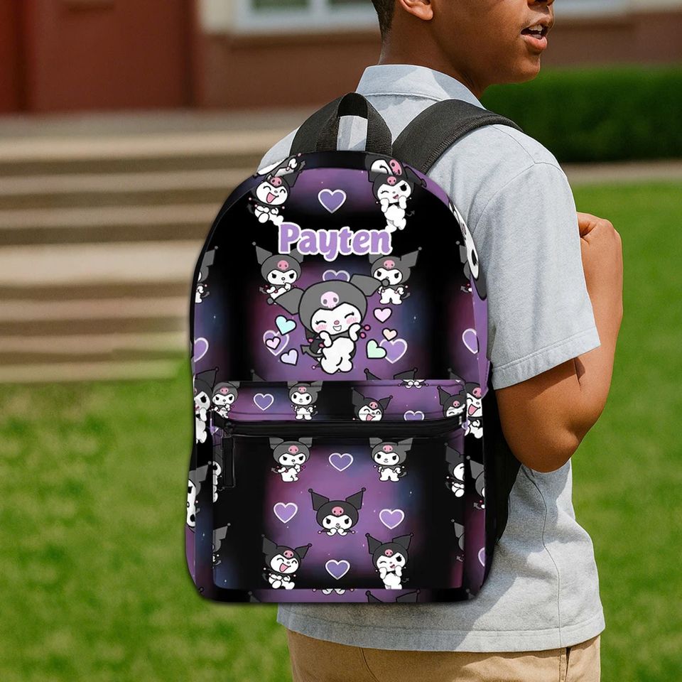 Custom Name Handmade Backpack, Kuromi Sanrio Backpack, Back to School Gift, Backpack With Name, Gift for Kids