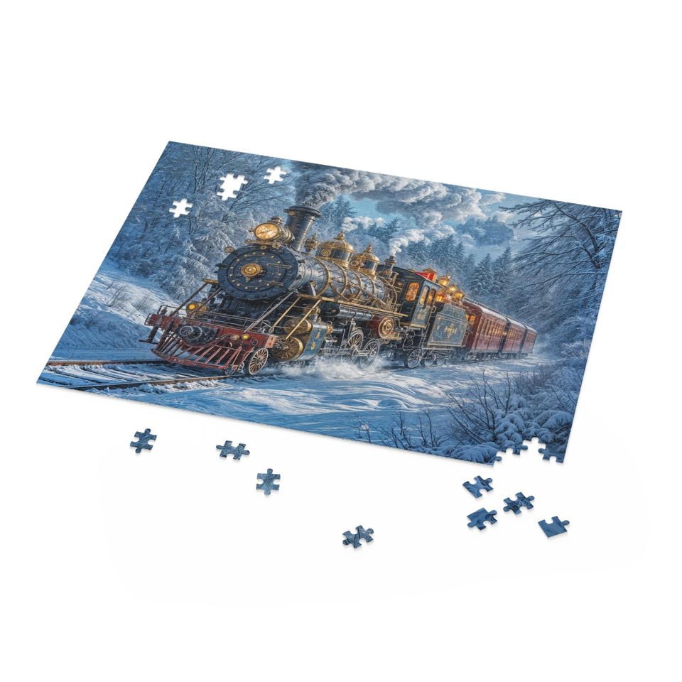 Vintage Steam Train in Snow Puzzle