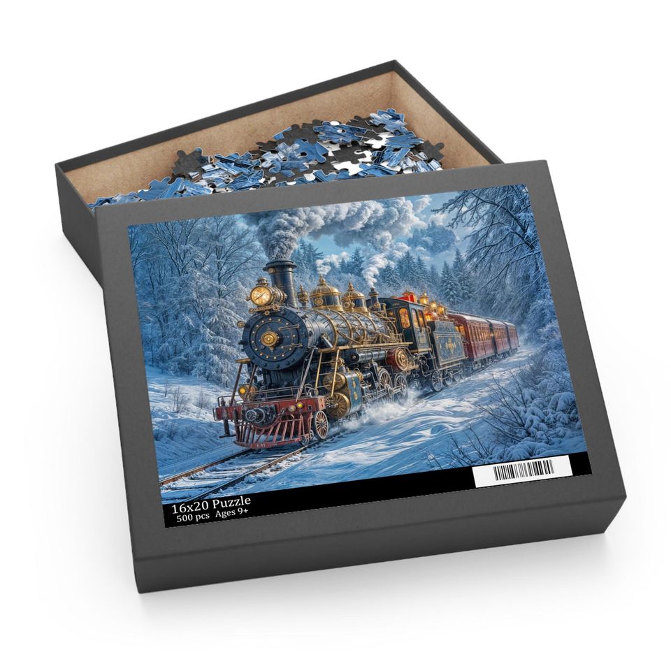 Vintage Steam Train in Snow Puzzle