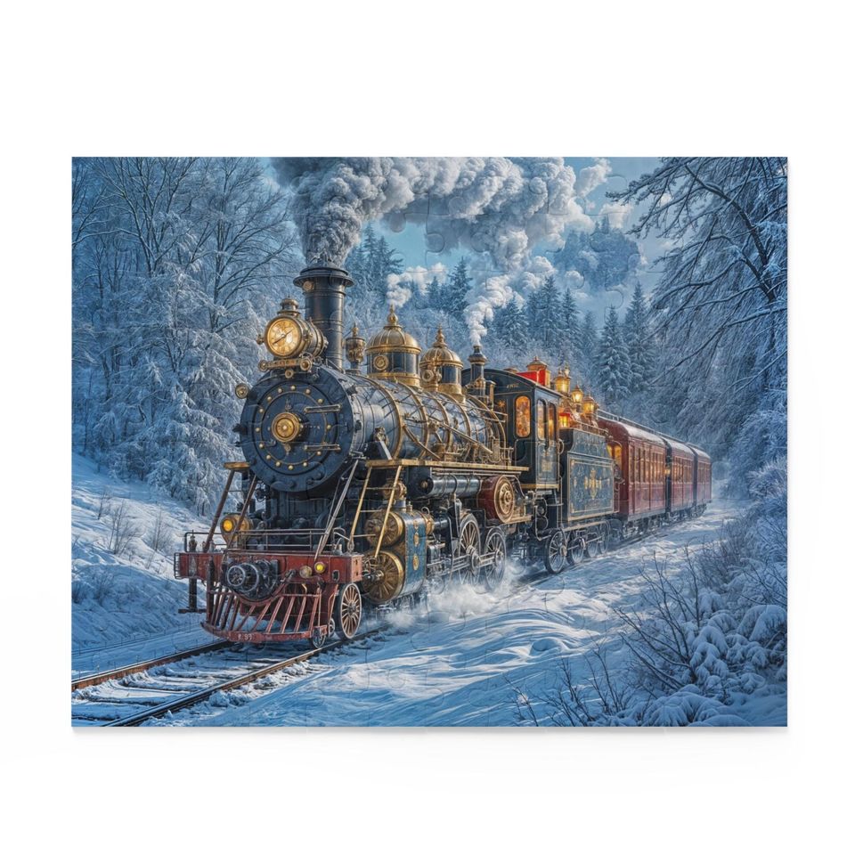 Vintage Steam Train in Snow Puzzle