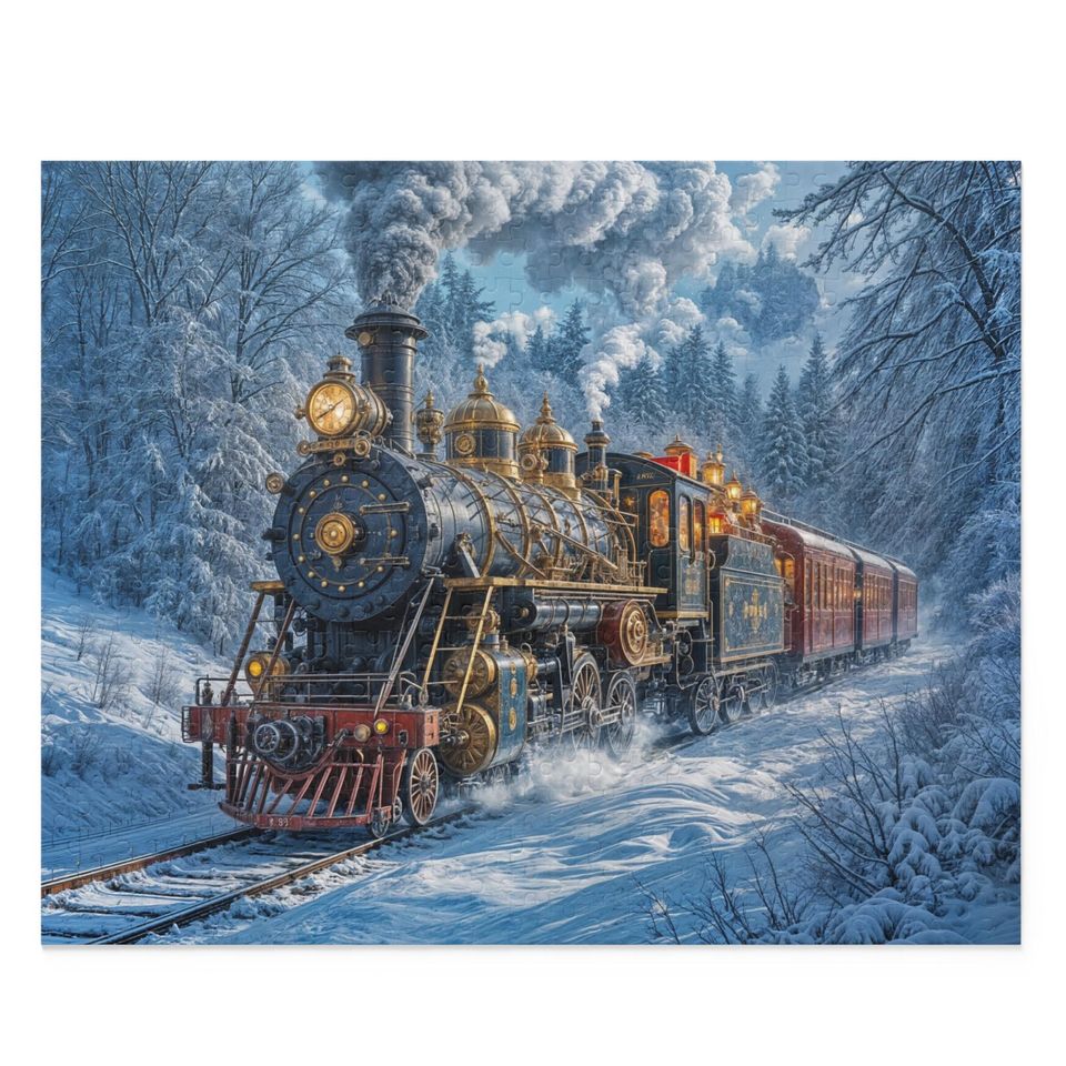 Vintage Steam Train in Snow Puzzle
