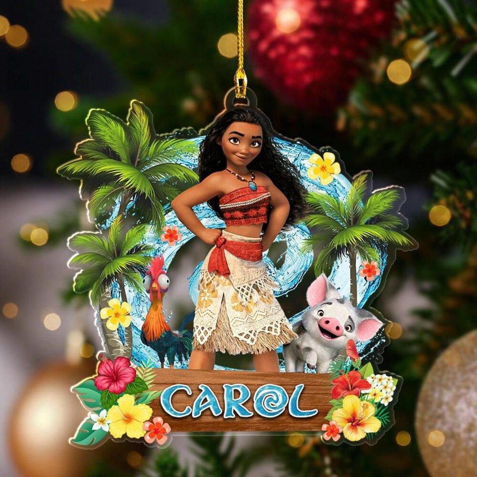 Personalized Moana Christmas Ornament, Disney Princess Moana Ornament