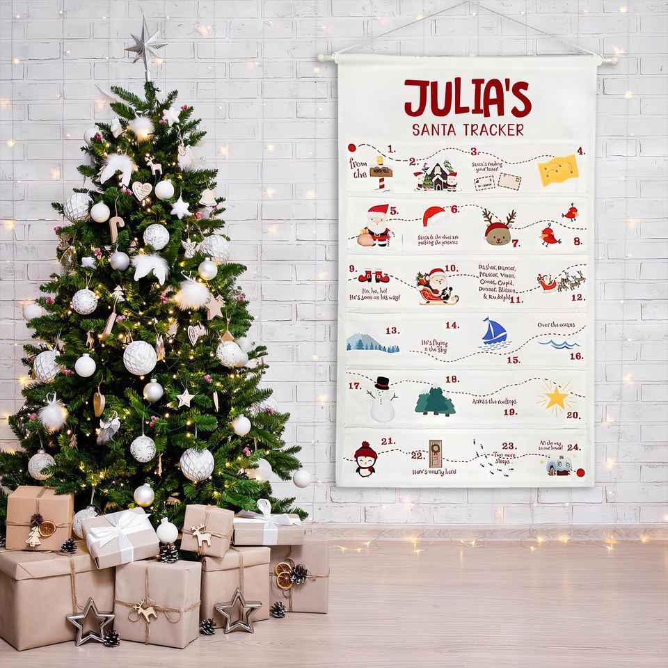 Personalized Fabric Advent Calendar with Handcrafted Forest Theme Christmas Countdown for Kids and Families