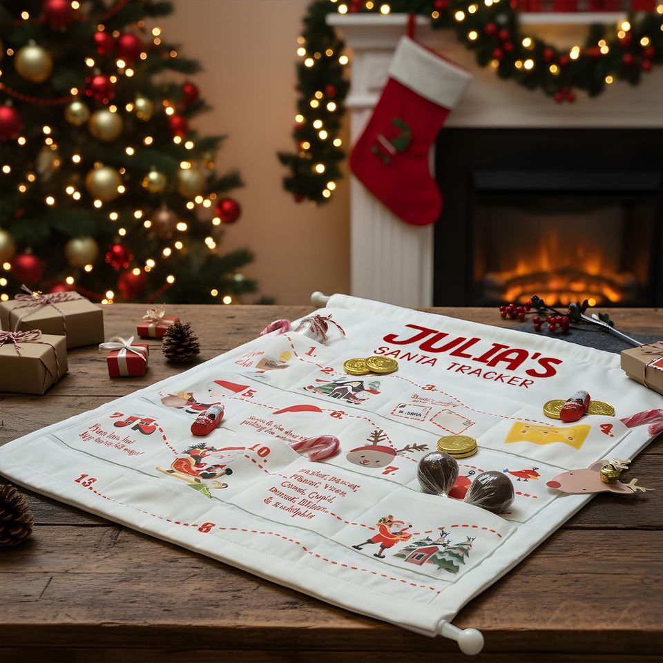 Personalized Fabric Advent Calendar with Handcrafted Forest Theme Christmas Countdown for Kids and Families