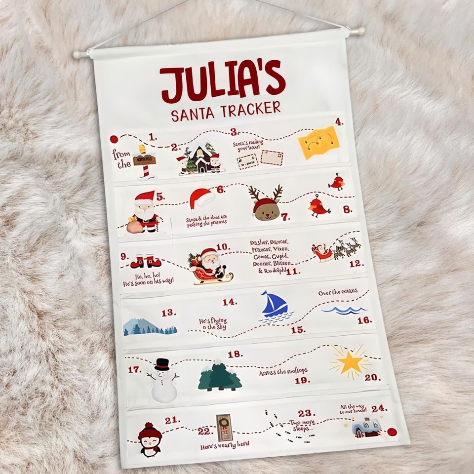 Personalized Fabric Advent Calendar with Handcrafted Forest Theme Christmas Countdown for Kids and Families